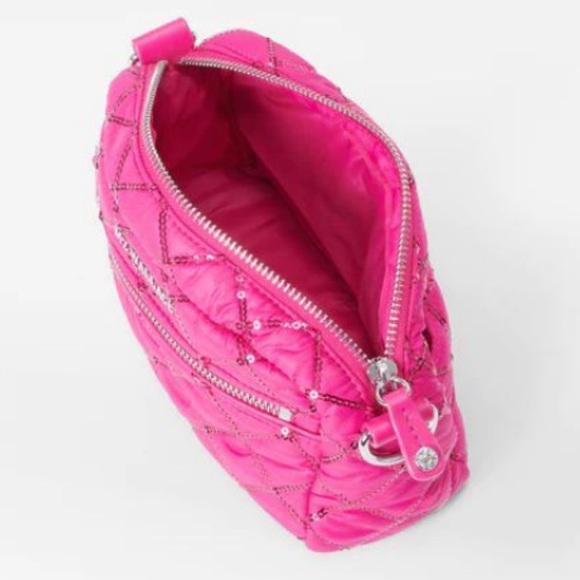 MZ Wallace Mini Crosby Bright Fuchsia with Sequins - Picture 7 of 8